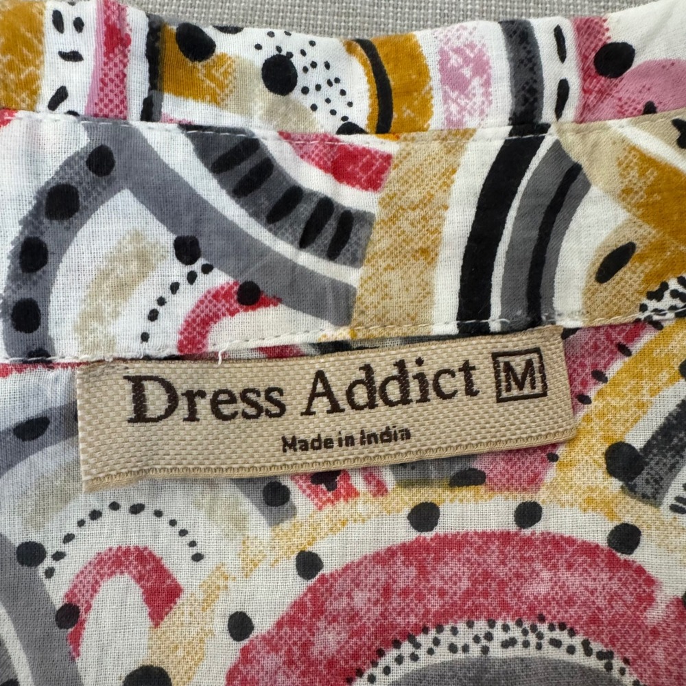 Dress Addict Button‎ Front Cotton Dress Tiered Medium Rainbow Print - Picture 6 of 11
